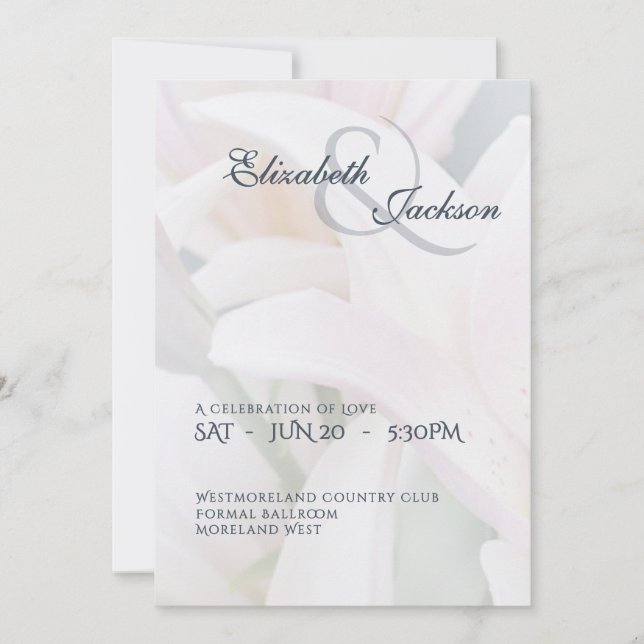 Invitación Elegant Soft Romantic Floral Lily Script Wedding (Anverso)