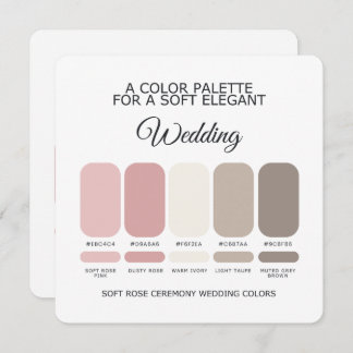 Invitación Elegant Soft Rose Wedding Color Palette Card