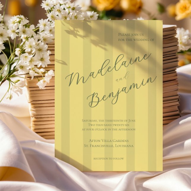 Invitación Elegant Soft Yellow Wedding Invitation (Subido por el creador)