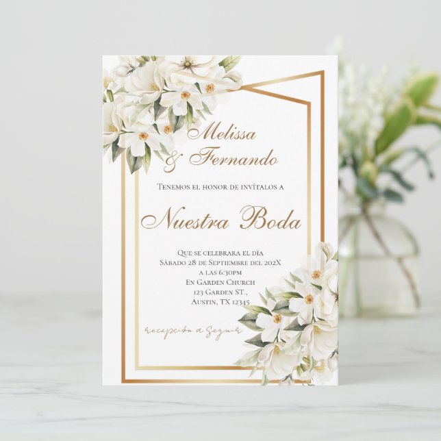 Invitación Elegant Spanish Wedding Invitation (Anverso de pie)