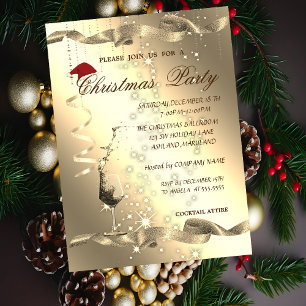 Invitación Elegant ,Sparkle,Glass,Corporate Christmas Party,