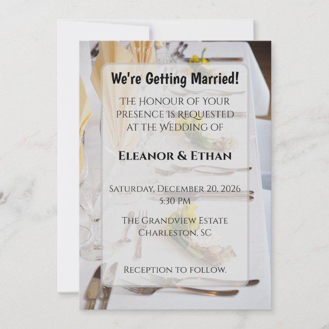 Invitación Elegant Spring Daffodil Place Setting Formal Weddi (Anverso)