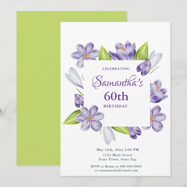 Invitación Elegant Spring Floral 60th Birthday Invitation (Anverso / Reverso)