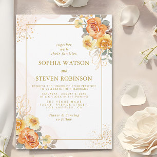 Invitación Elegant spring orange flowers with Golden tones