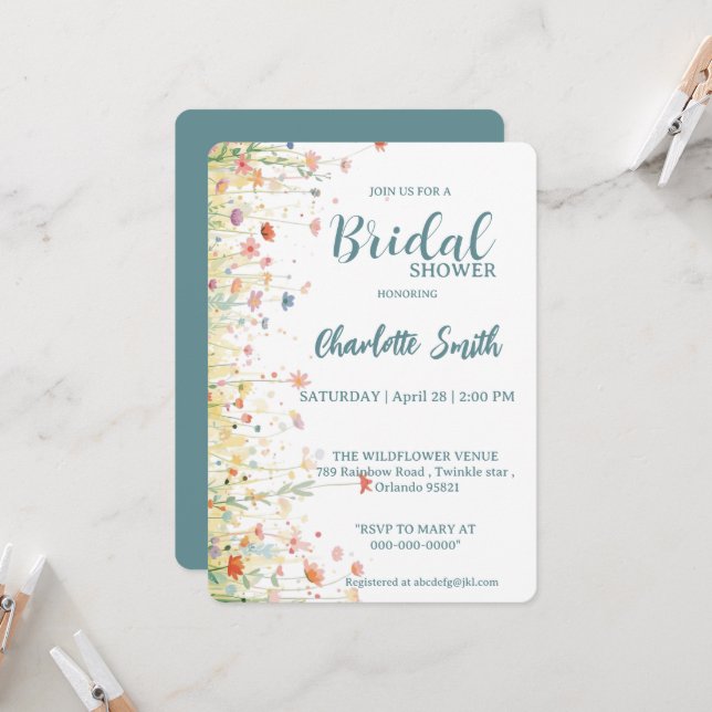 Invitación Elegant Spring Wildflower Rose Garden  (Anverso/Reverso In Situ)