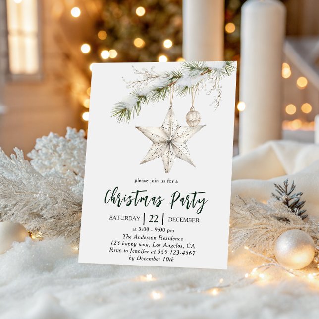 Invitación Elegant Star Christmas Party | Winter Holiday  (Subido por el creador)