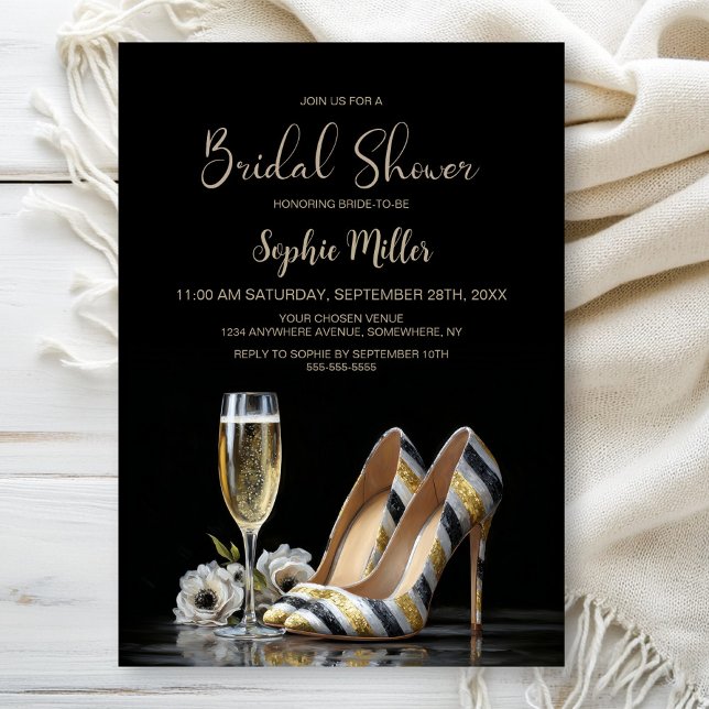 Invitación Elegant Striped High Heel Shoes Bridal Shower (Subido por el creador)