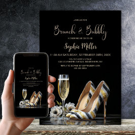 Invitación Elegant Striped High Heel Shoes Brunch and Bubbly
