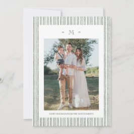Invitación Elegant Striped Linen Custom Photo Holiday Card