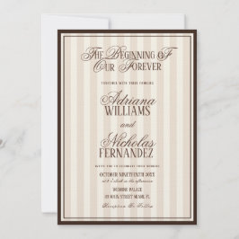 Invitación Elegant Striped Vintage Ivory Wedding