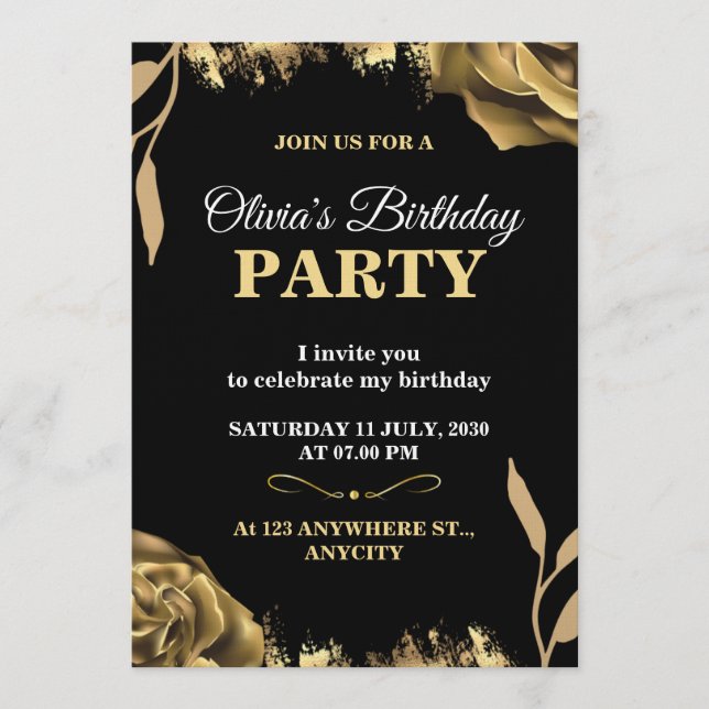 Invitación Elegant & Stylish Party Card – CUSTOMIZABLE CARD.  (Anverso)