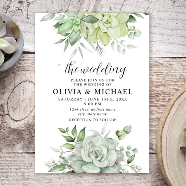 Invitación Elegant Succulent Greenery Wedding Invitation (Subido por el creador)