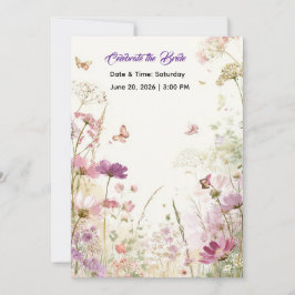 Invitación Elegant Summer Meadow Wildflowers Bridal Shower