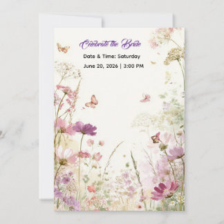 Invitación Elegant Summer Meadow Wildflowers Bridal Shower