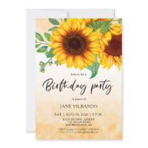 Elegant Sunflower Birthday Party Invitation