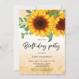 Invitación Elegant Sunflower Birthday Party Invitation
