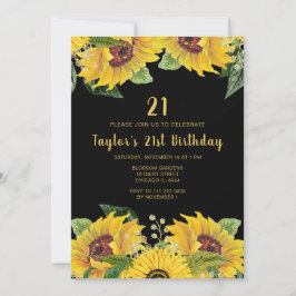 Invitación Elegant Sunflowers and Foliage Birthday Party