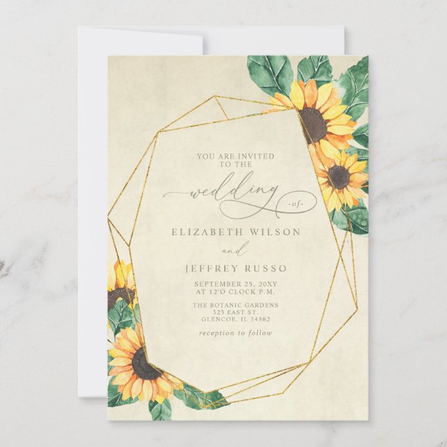 Invitación Elegant Sunflowers Garden Floral Wedding (Anverso)