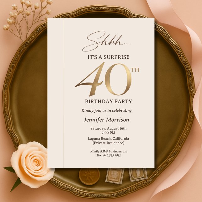Invitación Elegant Surprise 40th Birthday (Subido por el creador)