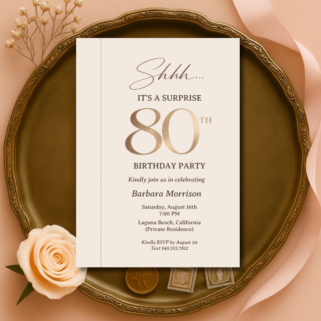 Invitación Elegant Surprise 80th Birthday (Subido por el creador)