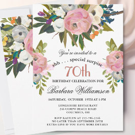 Invitación Elegant SURPRISE Handpainted 70th Birthday Party 