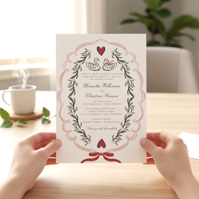 Invitación Elegant Swan Love Story Wedding Website Invitation (Subido por el creador)