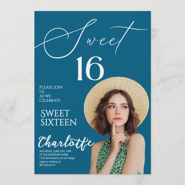 Invitación Elegant Sweet 16 Save the Date Birthday (Anverso)