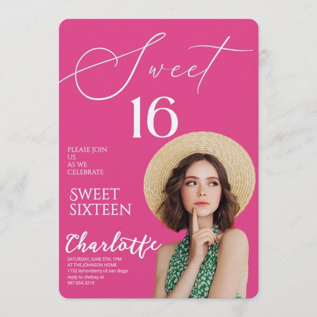 Invitación Elegant Sweet 16 Save the Date Birthday (Anverso)