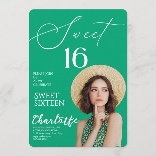 Invitación Elegant Sweet 16 Save the Date Birthday (Anverso)