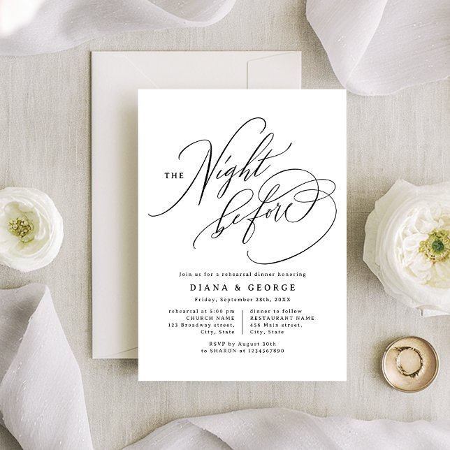 Invitación Elegant Swirl Script Simple Rehearsal Dinner (Elegant Swirl Script Simple Rehearsal Dinner Invitation)