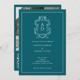 Invitación Elegant Tale Blue Engagement Party QR Code Photo