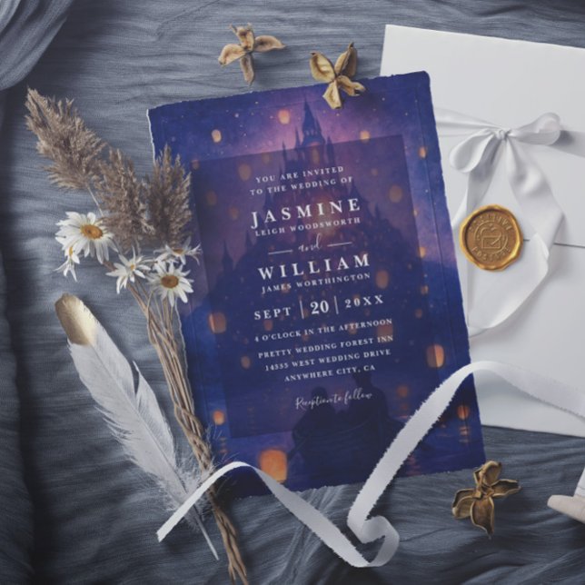 Invitación Elegant Tangled Lanterns Budget QR Code Wedding (Subido por el creador)