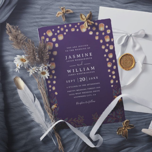 Invitación Elegant Tangled Lanterns Modern Minimalist Wedding (Subido por el creador)