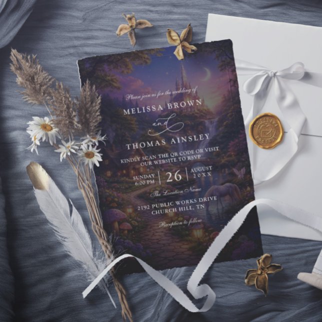 Invitación Elegant Tangled Lanterns Modern QR Code Wedding (Subido por el creador)
