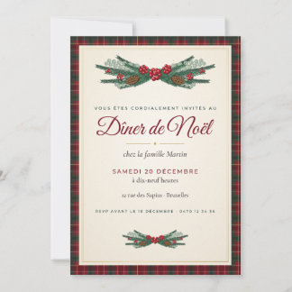 Invitación Elegant Tartan Plaid Christmas Dinner Party Invita