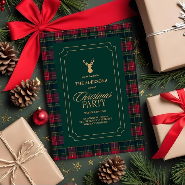 Invitación Elegant Tartan Plaid Christmas Party Invitation (Subido por el creador)