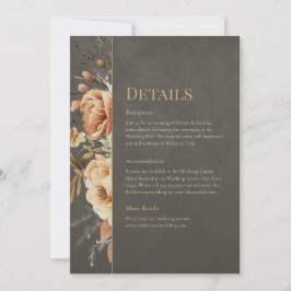 Invitación Elegant Taupe Floral Wedding Details Card