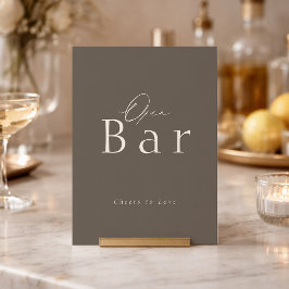 Invitación Elegant Taupe Open Bar Wedding Sign 