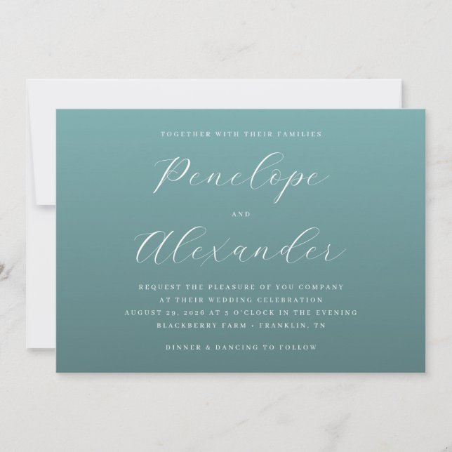 Invitación Elegant Teal Minimalist Wedding Invitation (Anverso)