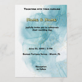 Invitación Elegant Teal Watercolor Wedding Invitation