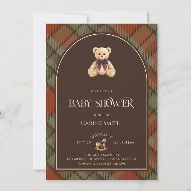 Invitación Elegant Teddy Bear Luxury Vintage Baby Shower (Anverso)