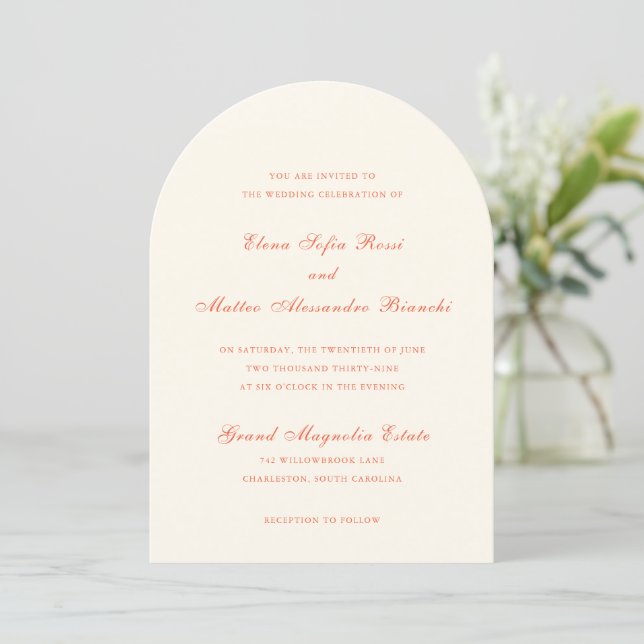 Invitación Elegant Terracotta Modern Classic Wedding (Anverso de pie)