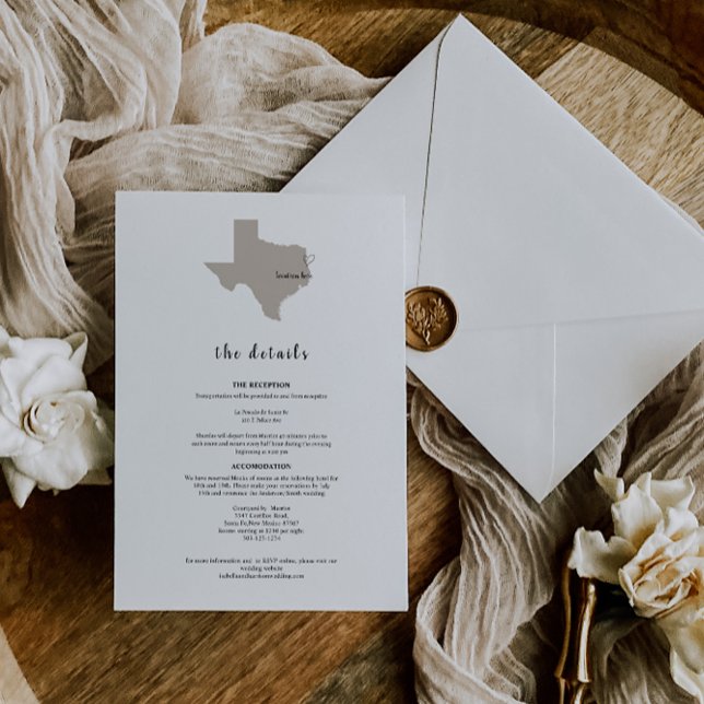 Invitación ELEGANT TEXAS Wedding Invitation Details (Subido por el creador)
