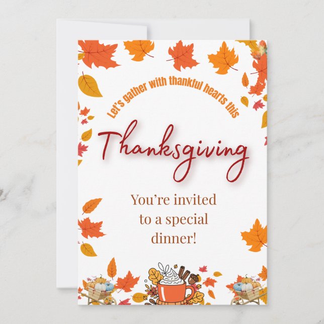 Invitación Elegant Thanksgiving Dinner Invitation (Anverso)