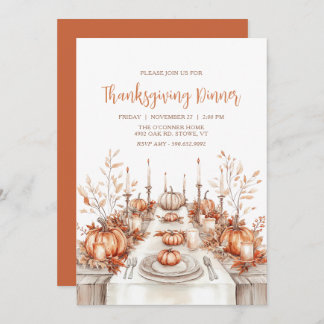 Invitación Elegant Thanksgiving Dinner Table Invitation