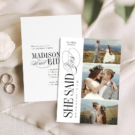 Invitación Elegant Timeless Typography 3 photo Engagement