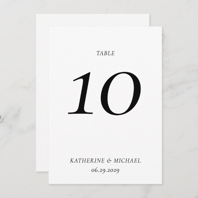 Invitación Elegant Timeless White Large Wedding Table Number (Anverso / Reverso)