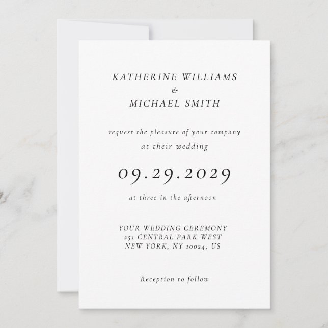Invitación Elegant Timeless White Wedding Invitations (Anverso)