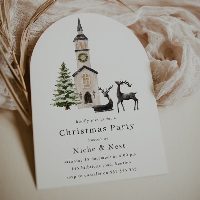 Invitación Elegant Tree Reindeer Christmas Corporate Party (Subido por el creador)