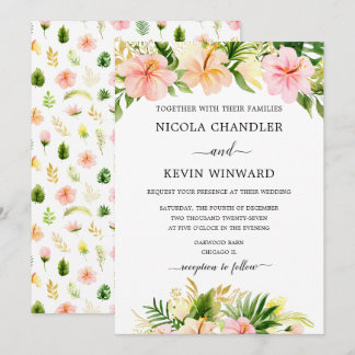 Invitación Elegant Tropical Floral Wedding